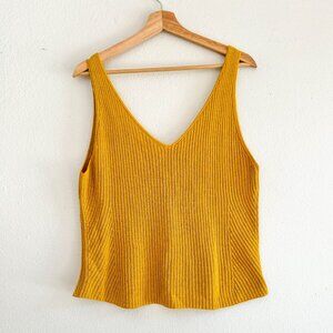 Vince Ribbed Yellow 100% Cotton Knit Tank